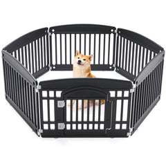 MyDepot Plastic Dog Playpen - 6-Panel 24" Expandable & Durable Pet Fence for Medium Dogs - Indoor & Outdoor Portable Puppy Playpen with Secure Locking Door