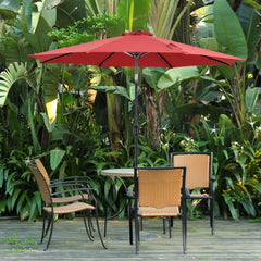 MyDepot Upgrade 10 FT LED Outdoor Patio Deck Umbrella with 32 Solar Lights, Tilt & Crank, UV-Resistant and Waterproof Table Umbrella for Pool, Beach, Market and Restaurant