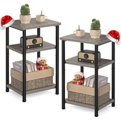 MyDepot 2 Pack Side Table, Small End Table, Tall Nightstand for Living Room, Bedroom, Office, Bathroom
