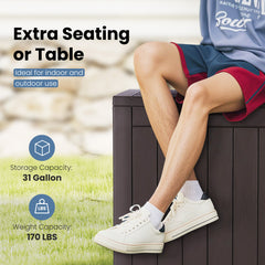 MyDepot Deck Box with 31 Gallon Capacity, Weatherproof Resin Lockable Outdoor Storage for Secure Package Deliveries and Indoor Storage in Garden or Patio, Backyard