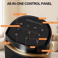 Mydepot Space Heater for Indoor Use, 23 Inch Portable Heater with Remote and Thermostat,7 Light Modes, 70°Oscillation, 12H Timer