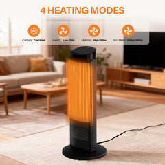 Mydepot Space Heater for Indoor Use, 23 Inch Portable Heater with Remote and Thermostat,7 Light Modes, 70°Oscillation, 12H Timer