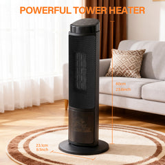 Mydepot Space Heater for Indoor Use, 23 Inch Portable Heater with Remote and Thermostat,7 Light Modes, 70°Oscillation, 12H Timer