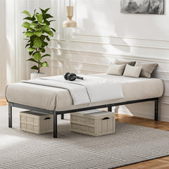 MyDepot Metal Bed Frame Platform with Steel Support and Storage