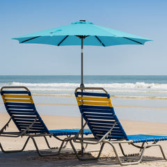 MyDepot Upgrade 10 FT LED Outdoor Patio Deck Umbrella with 32 Solar Lights, Tilt & Crank, UV-Resistant and Waterproof Table Umbrella for Pool, Beach, Market and Restaurant