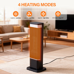 Mydepot Space Heater for Indoor Use, 24Inch Portable Heater with Remote and Thermostat,3 Light Modes, 60°Oscillation, 12H Timer