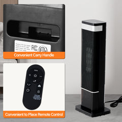 Mydepot Space Heater for Indoor Use, 24Inch Portable Heater with Remote and Thermostat,3 Light Modes, 60°Oscillation, 12H Timer