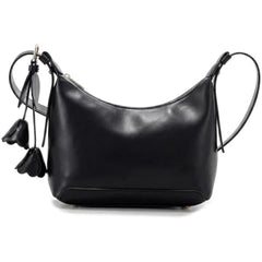 Rosvovo Women's Crescent Shoulder Bag - Vegan Leather Crossbody Handbag with Flower Charm & Tassels