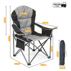 MyDepot Folding Camping Chairs, Outdoor Collapsible Padded Chairs with Cup Holder & Cooler Bag, Heavy Duty Portable Camping Chair for Garden Beach Fishing Sports