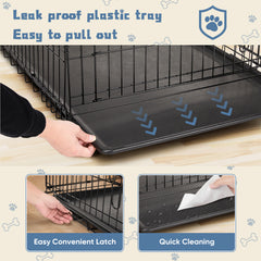 MyDepot Single Door Dog Crate, Metal Pet Kennel with Secure Lock, Foldable Design, Removable Tray for Easy Cleaning, Portable Puppy Cage for Small Dogs, Ideal for Training & Travel
