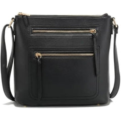 Rosvovo 312 Leather Crossbody Bag - Modern Minimalist Women's Shoulder Purse with Gold-Tone Hardware and Multi-Pocket Organizer