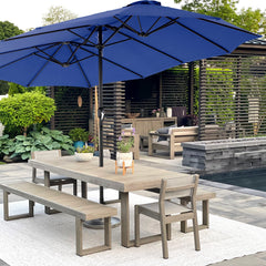 MyDepot 15FT Large Patio Umbrella with Base Included, Rectangle Table Umbrella Outdoor Patio, Outside Umbrellas for Deck, Market, Backyard