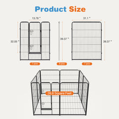 MyDepot Dog Playpen 8 Panels 24/32/40 inch Dog Pen Indoor Heavy Duty Puppy Exercise Pen Metal Pet Fence for RV Camping Yard Garden