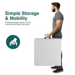 MyDepot Plastic Folding Table Outdoor Indoor Heavy Duty Portable Desk with Carrying Handle for Camping Picnic Party