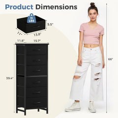 MyDepot 6 Drawers Dresser for Bedroom with Wheels, Fabric Storage Cabinet Organizer with Removable Fabric Bins, Sturdy Steel Frame for Living Room, Office, Entryway, Closets