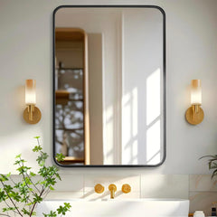 MyDepot Black Bathroom Rectangular Vanity Mirror for Wall