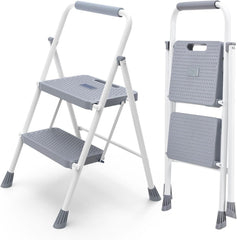 MyDepot Step Ladder, 2 Step Ladder, 800lbs Folding Step Stool with Wide Anti-Slip Pedal, Sturdy Ladder, Convenient Handrail, Lightweight, Portable Step Stool