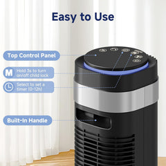 MyDepot Tower Fan for Bedroom, 28dB Quiet Floor Standing Fan with Remote, 12H Timer, 5 Speeds, 4 Modes, LED Display, Portable Bladeless Oscillating Cooling Fan for Indoor, Home, Office