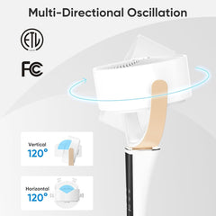 MyDepot Fan for Bedroom, 1050CFM Pedestal Air Circulator, Standing Fans with DC Motor, 15 Speeds & 5 Modes, 120° Omni Oscillation, Digital Display & Remote, 12H Timer, Adjustable Height