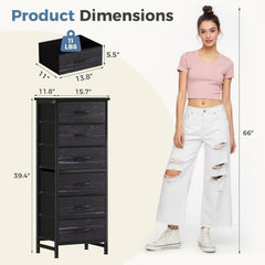 MyDepot 6 Drawers Dresser for Bedroom with Wheels, Fabric Storage Cabinet Organizer with Removable Fabric Bins, Sturdy Steel Frame for Living Room, Office, Entryway, Closets