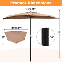MyDepot Half Umbrella Outdoor Patio,9FT scalloped Patio Umbrella with Easy Crank, Sun Half Patio Umbrella for Patio, Market, Garden, Balcony