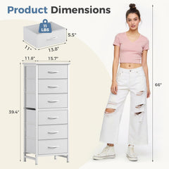 MyDepot 6 Drawers Dresser for Bedroom with Wheels, Fabric Storage Cabinet Organizer with Removable Fabric Bins, Sturdy Steel Frame for Living Room, Office, Entryway, Closets
