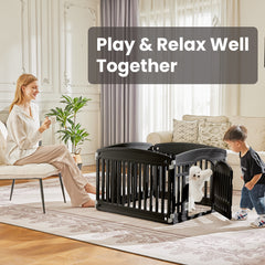 MyDepot Plastic Dog Playpen - 4-Panel 24" Expandable & Durable Pet Fence for Medium Dogs - Indoor & Outdoor Portable Puppy Playpen with Secure Locking Door