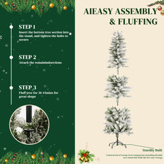 Mydepot Snow Flocked Pencil Christmas Tree, Prelighted Artificial Slim Christmas Trees for Home Office