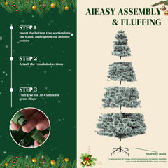 Mydepot Pre-lit Snow Flocked Artificial Christmas Tree, Prelighted Artificial Hinged Spruce Xmas Tree
