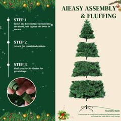 Mydepot Pre-Lit Artificial Christmas Tree With Warm LED Lights - Green Xmas Tress, Easy Assembly, Hinged Branches, And Sturdy Metal Stand