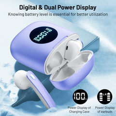 MyDepot Wireless Earbuds 40H Playtime, Deep Bass, LED Case, Waterproof Mic