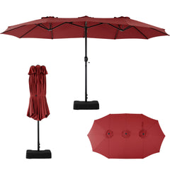MyDepot 15FT Large Patio Umbrella with Base Included, Rectangle Table Umbrella Outdoor Patio, Outside Umbrellas for Deck, Market, Backyard