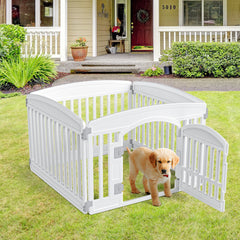 MyDepot Plastic Dog Playpen - 4-Panel 24" Expandable & Durable Pet Fence for Medium Dogs - Indoor & Outdoor Portable Puppy Playpen with Secure Locking Door