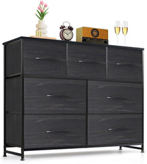 MyDepot Dresser for Bedroom with 7 Fabric Drawers, Chest Organizer Units for Clothing, Closet, Guestroom, Storage Tower with Cabinet, Metal Frame, Wooden Top, Lightweight Furniture
