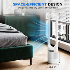 MyDepot 41" Bladeless Tower Fan with Built-in Air Filter, 80°Oscillating Quiet Fan for Bedroom, 8 Speeds, 8H Timer, Remote Control, LED Display, Easy to Clean, Home & Office