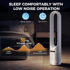 MyDepot 41" Bladeless Tower Fan with Built-in Air Filter, 80°Oscillating Quiet Fan for Bedroom, 8 Speeds, 8H Timer, Remote Control, LED Display, Easy to Clean, Home & Office