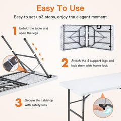 MyDepot Plastic Folding Table Outdoor Indoor Heavy Duty Portable Desk with Carrying Handle for Camping Picnic Party