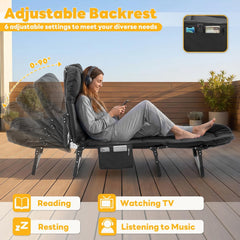 MyDepot Camping Cot for Adults, 6 Angle Adjustable Folding Camping Bed with Mattress, Foldable Camping Bed for Camp, Office, Outdoor, Lightweight Camping Cot with Carry Bag Supports 450 lbs