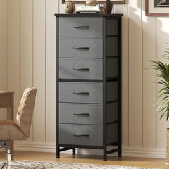 MyDepot 6 Drawers Dresser for Bedroom with Wheels, Fabric Storage Cabinet Organizer with Removable Fabric Bins, Sturdy Steel Frame for Living Room, Office, Entryway, Closets
