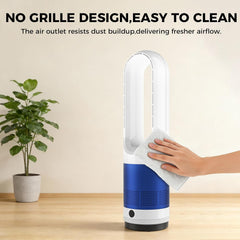 MyDepot 22" Bladeless Tower Fan with Built-in Air Filter, 80° Oscillating Quiet Fan for Bedroom, 8 Speeds, 8H Timer, Remote Control, LED Display, Easy to Clean, Home & Office, Blue/White