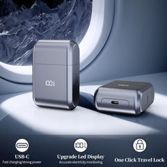 MyDepot Mini Electric Foil Shaver for Men - 3 Floating Blades, LED Display, USB-C Rechargeable, IPX7 Waterproof, Portable Wet/Dry Razor for Face, Ideal for Travel & Home