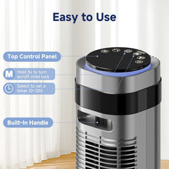MyDepot Tower Fan for Bedroom, 28dB Quiet Floor Standing Fan with Remote, 12H Timer, 5 Speeds, 4 Modes, LED Display, Portable Bladeless Oscillating Cooling Fan for Indoor, Home, Office