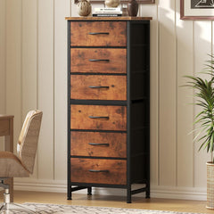 MyDepot 6 Drawers Dresser for Bedroom with Wheels, Fabric Storage Cabinet Organizer with Removable Fabric Bins, Sturdy Steel Frame for Living Room, Office, Entryway, Closets