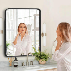 MyDepot Black Bathroom Rectangular Vanity Mirror for Wall
