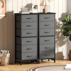 MyDepot 6 Drawers Dresser for Bedroom with Wheels, Fabric Storage Cabinet Organizer with Removable Fabric Bins, Sturdy Steel Frame for Living Room, Office, Entryway, Closets