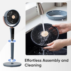 MyDepot Fan for Bedroom, 1050CFM Pedestal Air Circulator, Standing Fans with DC Motor, 15 Speeds & 5 Modes, 120° Omni Oscillation, Digital Display & Remote, 12H Timer, Adjustable Height