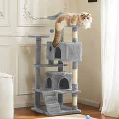 MyDepot 54 Inch Cat Tree Tower, Multi-Level with Cat Scratching Post, Indoor Cat Condo with Climbing Ladder, Plush Toy, Play House for Cat