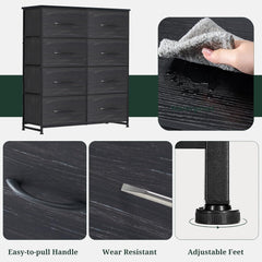 MyDepot 8-Drawer Dresser for Bedroom, Anti-Tip Tall Storage Organizer Chest of Drawers with Wooden Top and Metal Frame Fabric Bins for Closet, Living Room, Hallway, Entryway