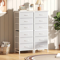 MyDepot 6 Drawers Dresser for Bedroom with Wheels, Fabric Storage Cabinet Organizer with Removable Fabric Bins, Sturdy Steel Frame for Living Room, Office, Entryway, Closets