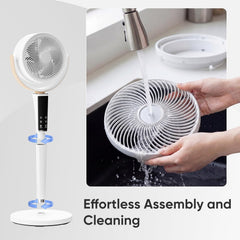 MyDepot Fan for Bedroom, 1050CFM Pedestal Air Circulator, Standing Fans with DC Motor, 15 Speeds & 5 Modes, 120° Omni Oscillation, Digital Display & Remote, 12H Timer, Adjustable Height